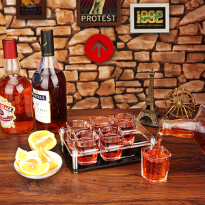 Porte-plateau de service en plastique acrylique moderne personnalisé avec 6 verres à liqueur carrés de 2 oz pour <span class=keywords><strong>Jager</strong></span> Bomb - Product Image 3