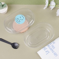 Boîte de conditionnement alimentaire ovale transparente en plastique pour salade de fruits, boules de taro, gelée de grass jelly, gelée glacée, yaourt, pâtisseries et gâteaux à emporter