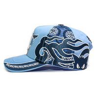 Gorras de Béisbol OEM Personalizadas de 5 Paneles Baez X Shifu 3.0 Astrogengar Azul, Gorras Deportivas de Gamuza de Ala Ancha B CROSS Barbas Hats X Ct