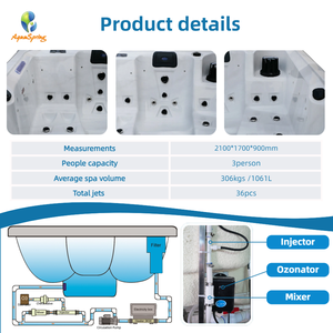 Venta directa de fábrica, <span class=keywords><strong>jacuzzi</strong></span> de hidromasaje para exteriores para 3 personas, <span class=keywords><strong>jacuzzi</strong></span> de Spa con bomba de calor de hidromasaje para Villa Garden Hotel - Product Image 3