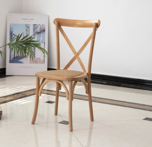 Chaise en bois massif à dossier croisé en X, <span class=keywords><strong>prix</strong></span> d'usine de gros, pour <span class=keywords><strong>salle</strong></span> à manger, salon et villas, idéale pour événements de mariage et fêtes - Product Image 5