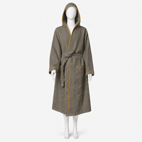 Peignoir doux en tissu gaufré pour hôtel et spa, avec capuche, pour adultes, style enveloppant, idéal pour la maison et les centres de villégiature, vente directe usine, lavable en machine