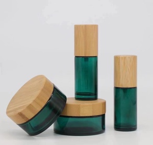 Bao Bì <span class=keywords><strong>Container</strong></span> Rỗng Tùy Chỉnh 30G 50G 100G 150G 8Oz Màu Xanh Lá Cây Tre Cơ Thể Bơ Mặt Kem Frosted Mỹ Phẩm Lọ Thủy Tinh Với Nắp - Product Image 4