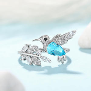 Anello Cocktail Colibrì T0632 in Argento 925 con Moissanite Taglio a Pera e Incastonatura Pavé, per Uso Quotidiano Femminile - Product Image 5
