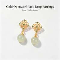 Boucles d'oreilles pendantes en argent S925 avec perles de jade néphrite, nouveau style chinois, bijoux à pampilles pour Qipao, cadeau élégant