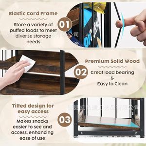 Cross-border <b>desktop</b> wooden snack storage rack, multi-layer iron and wood combination <b>shelf</b>, home leisure wooden snack rack - Product Image 2
