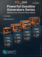 Leistungsstarker 6000W 6kW 6,5kW Offener Stromerzeuger mit Kupferdrahtwicklung, 220V Benzingenerator 15PS mit Griffen und Rädern