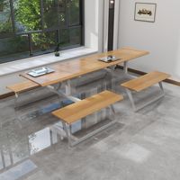 Nouvelle table de cantine scolaire en métal, table de repas moderne pour étudiants avec combinaison de chaises, table intégrée pour restauration rapide