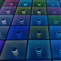 Bon effet 3d miroir infini carreaux de piste de danse panneau de verre dmx boîte de nuit rgb lumière up led piste de danse abysse pour mariage