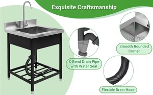 Évier de cuisine monobloc amovible en acier inoxydable <span class=keywords><strong>Skywater</strong></span> TM7540TZ, à poser sur comptoir, pour extérieur et jardin, deux bacs simples - Product Image 6