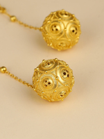 Boucles d'oreilles pendantes en argent 925 plaqué or, motif cage minimaliste ajourée, avec longues pampilles et boule creuse, pour femme, idéales pour les fêtes et cadeaux.