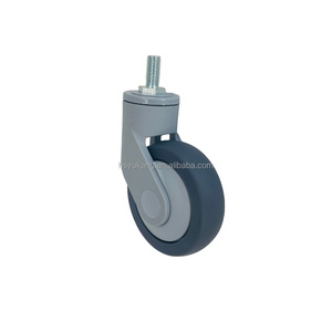 Hot Selling 4 Inch TPR Medical Threaded Stem Caster <strong>Wheels</strong> Noiseless Nursing Bed Casters <strong>Nylon</strong> Bracket Brake Medical Caster Hot - Product Image 1