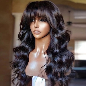 360 HD complet pour dentelle frontale perruque <span class=keywords><strong>frange</strong></span> naturelle brésilienne vague de corps droite couches coupe <span class=keywords><strong>frange</strong></span> Perruques cheveux perruques naturelles - Product Image 4