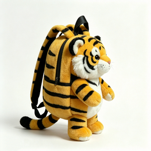 Mochila de peluche con forma de tigre de dibujos animados, Bolsa de peluche con forma de tigre gordo y cola, Linda mochila con cara de tigre - Product Image 3