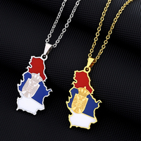 Porte-clés souvenir carte de Serbie, cadeau, chaîne de clés Belgrade, pendentif drapeau de Serbie, bracelet, collier en métal, vente en gros, porte-clés personnalisé de Serbie