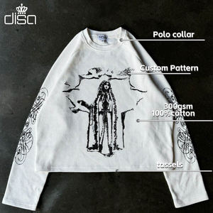 <span class=keywords><strong>Custom</strong></span> heren heavy weight thermische longsleeve shirts 280 gram gebreide longsleeve tee zeefdruk waffle streetwear cropped lengte - Product Image 2