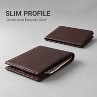 Dompet Lipat Tipis Khusus Pria Kulit Asli Banyak Slot Kartu Dompet Pria Klasik OEM Dompet Lipat Kulit Coklat Grosir