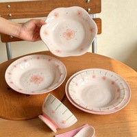 Assiettes en céramique style américain pour la maison, ustensiles à pâtes, assiettes à soupe et à salade de fruits, couleur sous-glaçure, haute valeur esthétique pour les hôtels