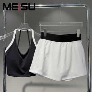 Fabrika OEM kadınlar yüksek kalite 2 parça Halter sutyen tenis etek aktif aşınma pilili Golf kıyafeti nedensel şort takımı - Product Image 5