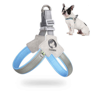 レアウィー ペット用品 犬用ハーネス カスタムロゴ 反射材付き 調整可能 サドルスタイル レザー製 小型犬用ハーネス - Product Image 1