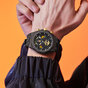 Orologio da polso uomo LILUOKE orologio al quarzo in acciaio inossidabile cinturino in Silicone orologi di moda impermeabili per gli uomini Sport <span class=keywords><strong>Watch</strong></span> - Product Image 5