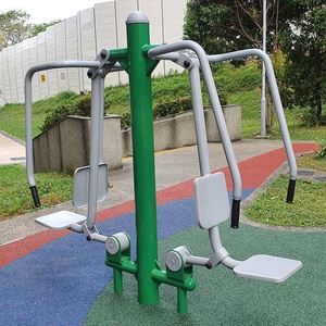 Appareil <span class=keywords><strong>de</strong></span> musculation extérieur en acier durable et écologique, presse pectorale assise à deux postes, pour entraînement des bras, du dos et du tronc, destiné aux parcs et communautés - Product Image 4