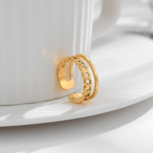 Anillo Vintage Personalizado Hipoalergénico de Acero Inoxidable que No se Deslustra, Anillo de Compromiso Chapado en Oro de 14k y 18k de Doble Capa para Mujer - Product Image 5