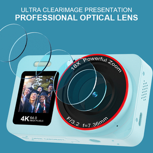 Xách tay Túi sinh viên máy ảnh kỹ thuật số nhỏ gọn Màn hình kép 4K <span class=keywords><strong>Video</strong></span> 64mp ảnh người mới bắt đầu máy ảnh 16X Zoom với đèn flash - Product Image 4
