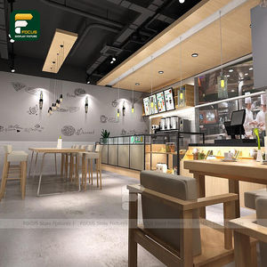 Thème jeunesse thé au lait boutique intérieur thème jaune barre de boissons luminaire d'affichage personnalisé comptoir de vente au détail modulaire conception de meubles - Product Image 4