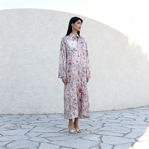 Abaya en polyester élégante et haut de gamme avec strass thermocollants pour femmes musulmanes, tenue de soirée personnalisée, vente en gros - Product Image 4