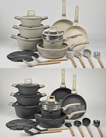Série Donnor RL : Batterie de Cuisine Antiadhésive Classique en Aluminium Moulé Sous Pression, 22 Pièces, Compatible Induction, Prête à l'Emploi pour la Cuisine