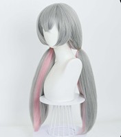 Perruques synthétiques grises longues et lisses tressées pour femmes, cosplay d'anime et de jeux DISN-013