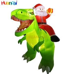 8ft giáng sinh inflatables thắp sáng màu xanh lá cây <span class=keywords><strong>Inflatable</strong></span> Santa cưỡi khủng long với hộp quà tặng cho bên ngoài trời trang trí bơm hơi - Product Image 5