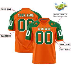 Maillot de football américain personnalisé avec motif étoile sur l'épaule, orange Kelly Green - Product Image 2
