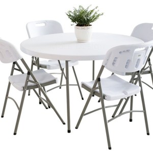 Ensembles de tables, mobilier d'extérieur, hôtel, restaurant, location de <span class=keywords><strong>mariage</strong></span>, table ronde pliante en plastique avec pieds de table en métal - Product Image 2