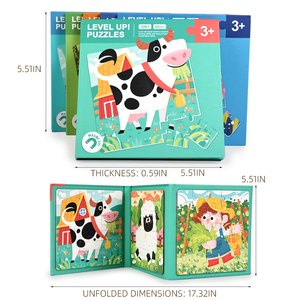 Livre <span class=keywords><strong>de</strong></span> puzzles magnétiques en papier pour enfants, jouets éducatifs Montessori, <span class=keywords><strong>jeux</strong></span> sensoriels pour enfants, <span class=keywords><strong>jeux</strong></span> <span class=keywords><strong>de</strong></span> voyage, cadeau, dinosaures, sirènes, ferme - Product Image 3