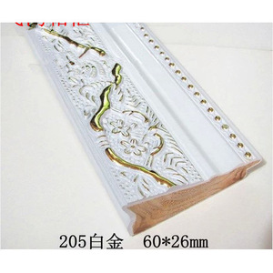 Moldura Decorativa de Yeso Blanco Dorado 205, 60x26mm, Estilo Europeo para Techo - Product Image 2