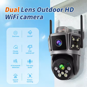 Kamera Wifi 5MP 6K Outdoor Lensa Ganda Tiga Layar Deteksi Gerakan Alarm Penglihatan Malam Warna Penuh Suara - Product Image 6