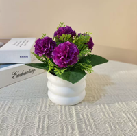 Bonsaï artificiel à 5 têtes de roses en pot, fleurs en soie faites à la main pour la décoration de la maison et du bureau, et cadeau pour la Saint-Valentin