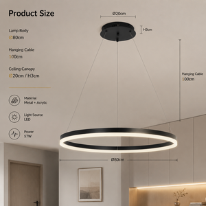 Modern Ring Pendant <b>Light</b> Metal Led Tricolor Dimmable Remote For <b>Dining</b> Room Living Room Bedroom Indoor Home Decor - Product Image 4