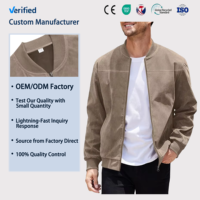 Veste bomber pour homme rétro vintage, coupe ample, fermeture éclair, col montant, cardigan en daim, veste pour homme