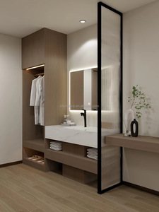 Juego de Muebles de Dormitorio Modernos para Hotel, Estructura de Cama de Madera Gris Claro Ecológica con Chapa Resistente a los Arañazos para Proyectos de Hoteles de 3 Estrellas - Product Image 5