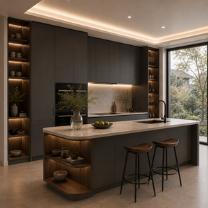 Meubles de <span class=keywords><strong>cuisine</strong></span> modernes de luxe avec îlot et plan de travail en quartz artificiel - Product Image 2