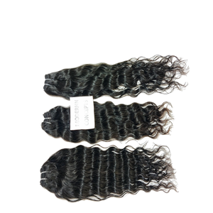 Vente en gros d'extensions de cheveux humains 100% vierges indiens Temple Remy Grade noir soyeux ondulé style de vague de corps brut non transformé - Product Image 1