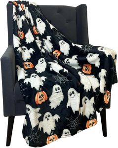 Nhà máy tùy chỉnh in ma ám Halloween lông cừu ném chăn cho ghế sofa ghế và giường - Product Image 2