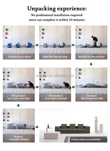 Sofá Cama Plegable sin Estructura - Futón de Piso de Pana, Colchón Convertible <span class=keywords><strong>con</strong></span> Almohadas, Cómodo y Portátil para Invitados - Product Image 3