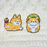 2025 pas de minimum d'animaux de compagnie avec des aliments Design métal artisanat Badge noir nickelé 1.25 "taille personnalisé émail dur broche Anime pour sacs