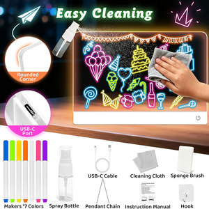 Tablero de Dibujo LED con Diseño Pintado a Mano, Superficie Borrable, Lámpara de Noche y de Mesa DIY - Product Image 5