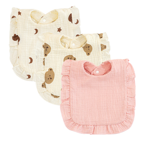 Bavoirs pour bébé en mousseline de coton peigné de qualité supérieure, 6 couches, avec volant en dentelle, respirants, pour nouveau-né, vente en gros, personnalisables en usine - Product Image 4