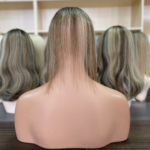 Topper de cheveux 100% soie vierge européenne avec base en soie, blond méché, nœuds invisibles, densité et taille personnalisables pour femmes - Product Image 5
